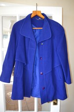 Hamells Vintage Wool Cashmere Duffle Coat Jacket Uk10 Blue Made In Uk Wit Bag 18