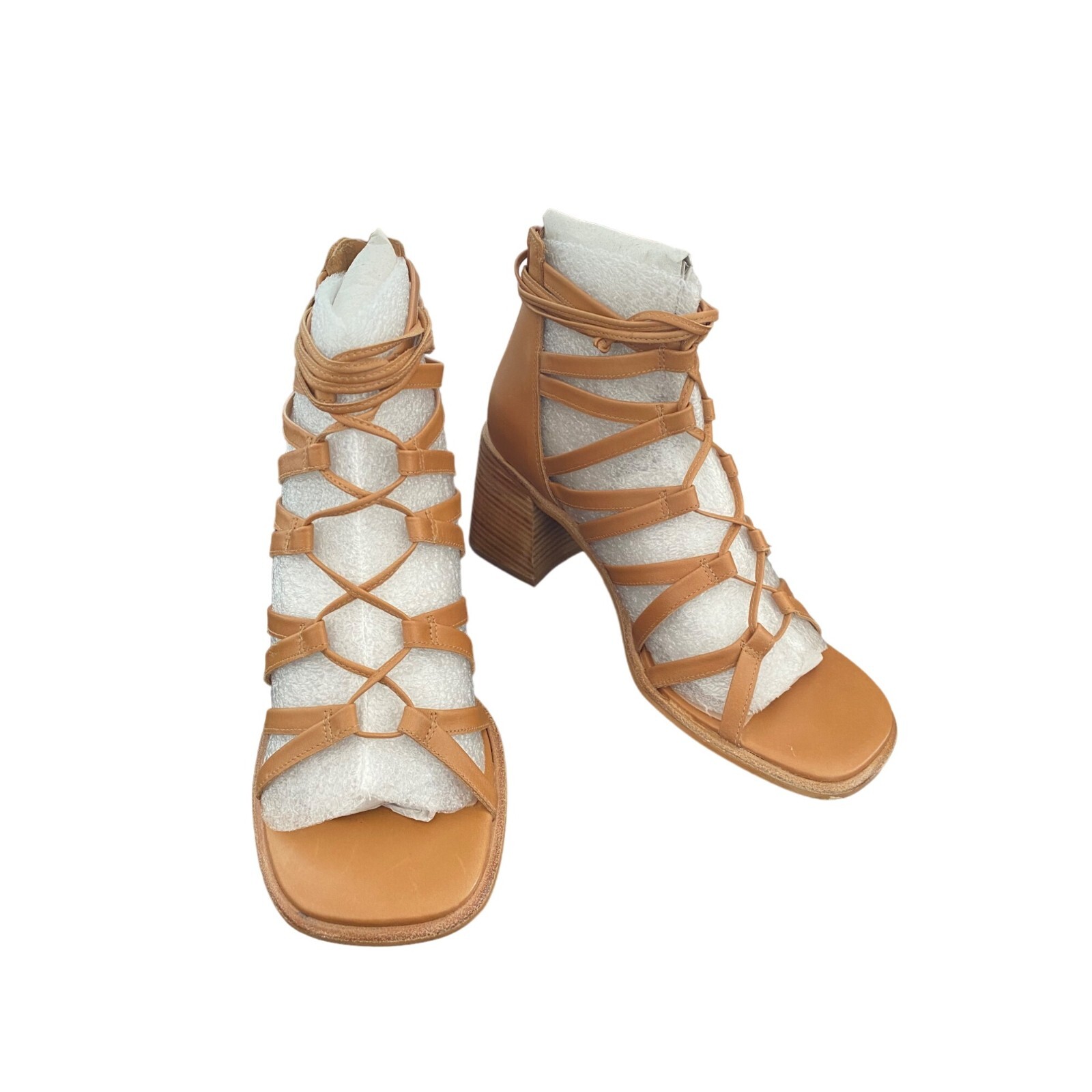 Steve Madden Women’s Cherri 30 Leather Strappy Gladiator Sandals NIB Tan Leather