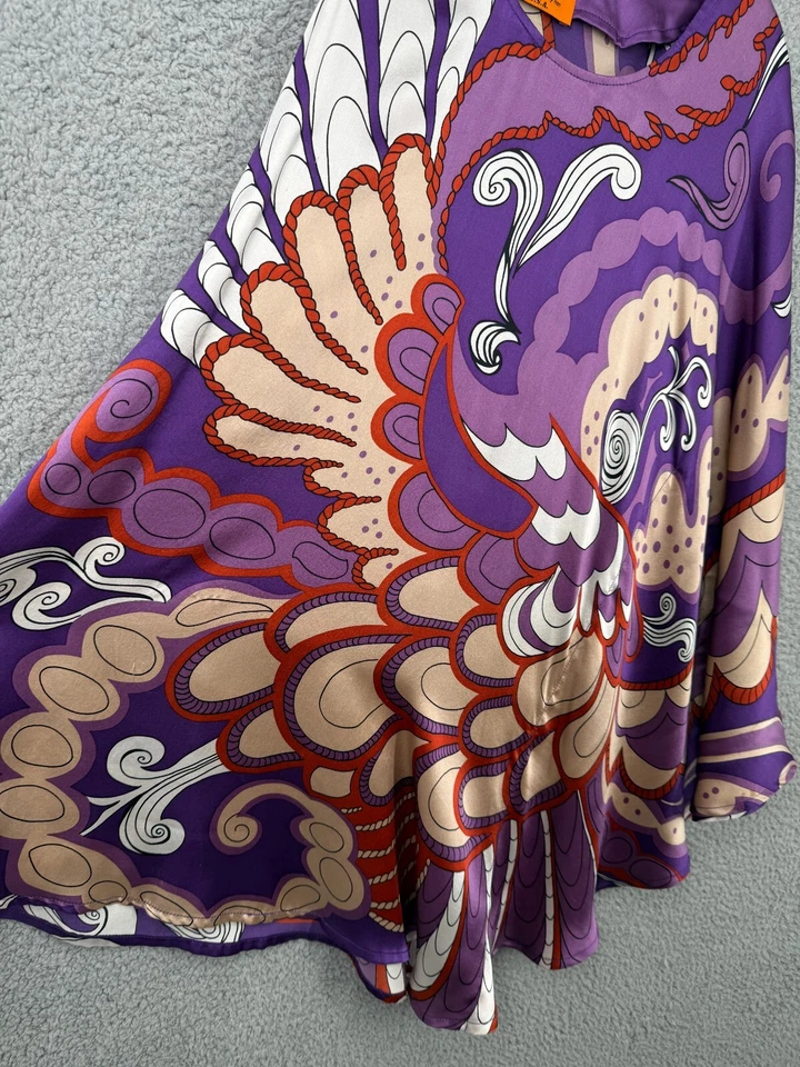 VOOM BY JOY HAN 100% SILK TRIBAL DRESS SIZE Small Made In USA Vintage - Image 4 of 4