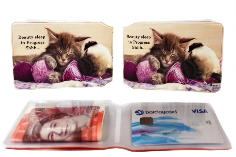 CAT AND DOG BUS PASS CREDIT TRAVEL RAIL SLIM WALLET FOR OYSTER CARD