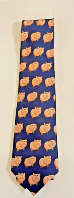 Small Pigs All Over Three Rooker Co. Necktie Excellent Vintage Condition Read