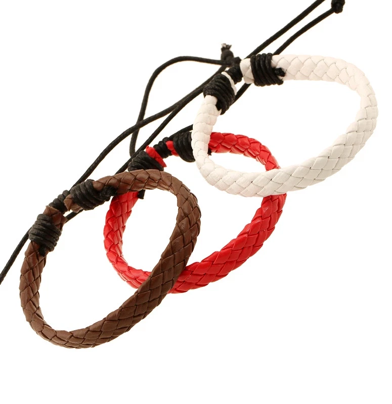 BRAIDED FAUX LEATHER BRACELET, 10 Colours, Adjustable, SURFER TRIBAL Men Women - Image 4 of 4