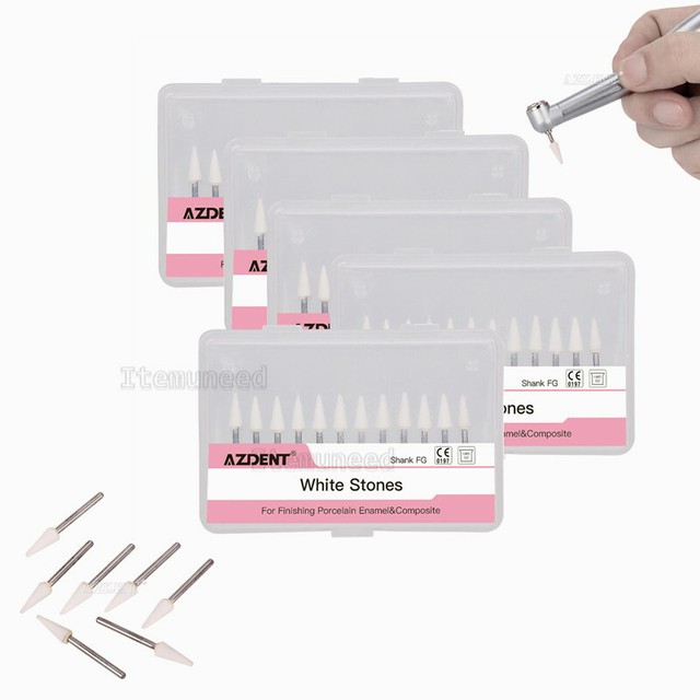 5x Dental Cone White Stone Polishing FG Burs Abrasion CN1 Points Bur