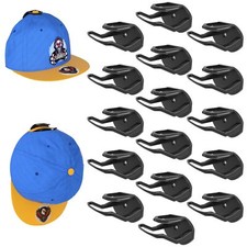 16 Pack Adhesive Hat Hooks for Wall, Strong Rack Baseball Caps, Black