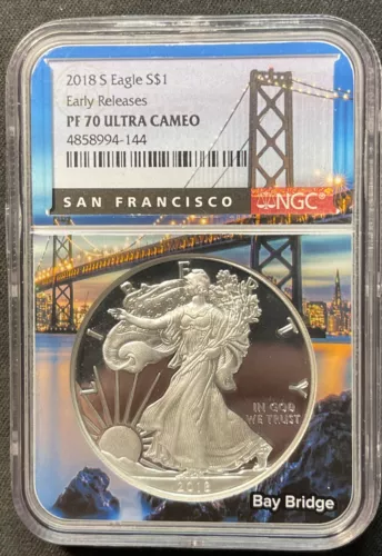 2018 S $1 PROOF SILVER EAGLE EARLY RELEASE NGC PF70 ULTRA CAMEO ENN COINS