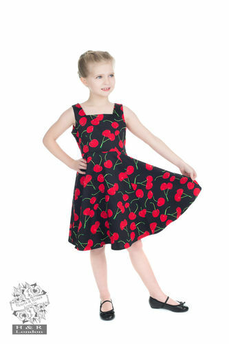 Schwarzes Kirschen Swing Kinderkleid Rockabilly Kleid Mädchen | eBay