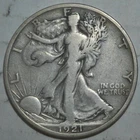 1921 s Walking Liberty  Half Dollar VF Cleaned {{{ C025