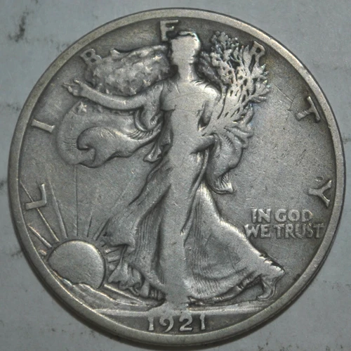 1921 s Walking Liberty  Half Dollar VF Cleaned {{{ C025