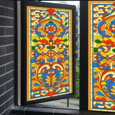 Stained Window Privacy Film Opaque Glass Static Cling Sticker Covering Art Decor