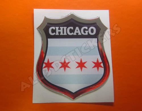 3D Emblem Sticker Resin Domed Flag Chicago - USA Adhesive Decal Vinyl