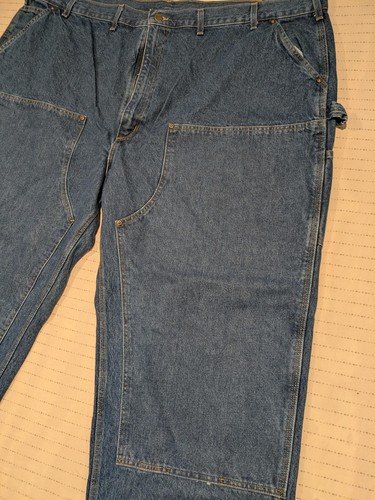 Carhartt Double Front Logger Dungaree Denim Jeans Pants Mens 52x30 Carpenter - Picture 2 of 13