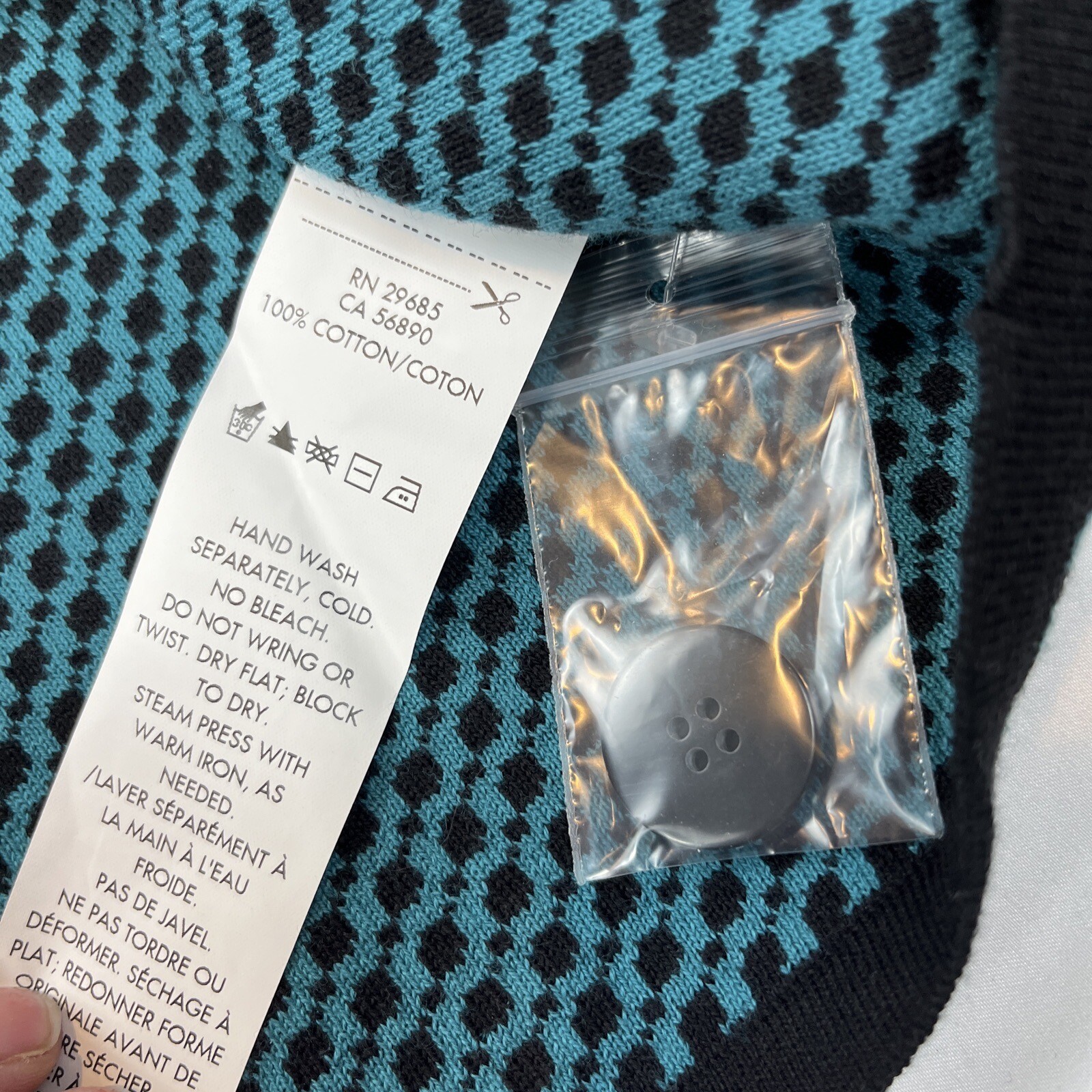 Pendleton One Button Turquoise Black Print Cardig… - image 4