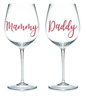 Mammy & Daddy - Vinyl Aufkleber Sticker Etiketten für Weingläser, Tassen Paar Eltern