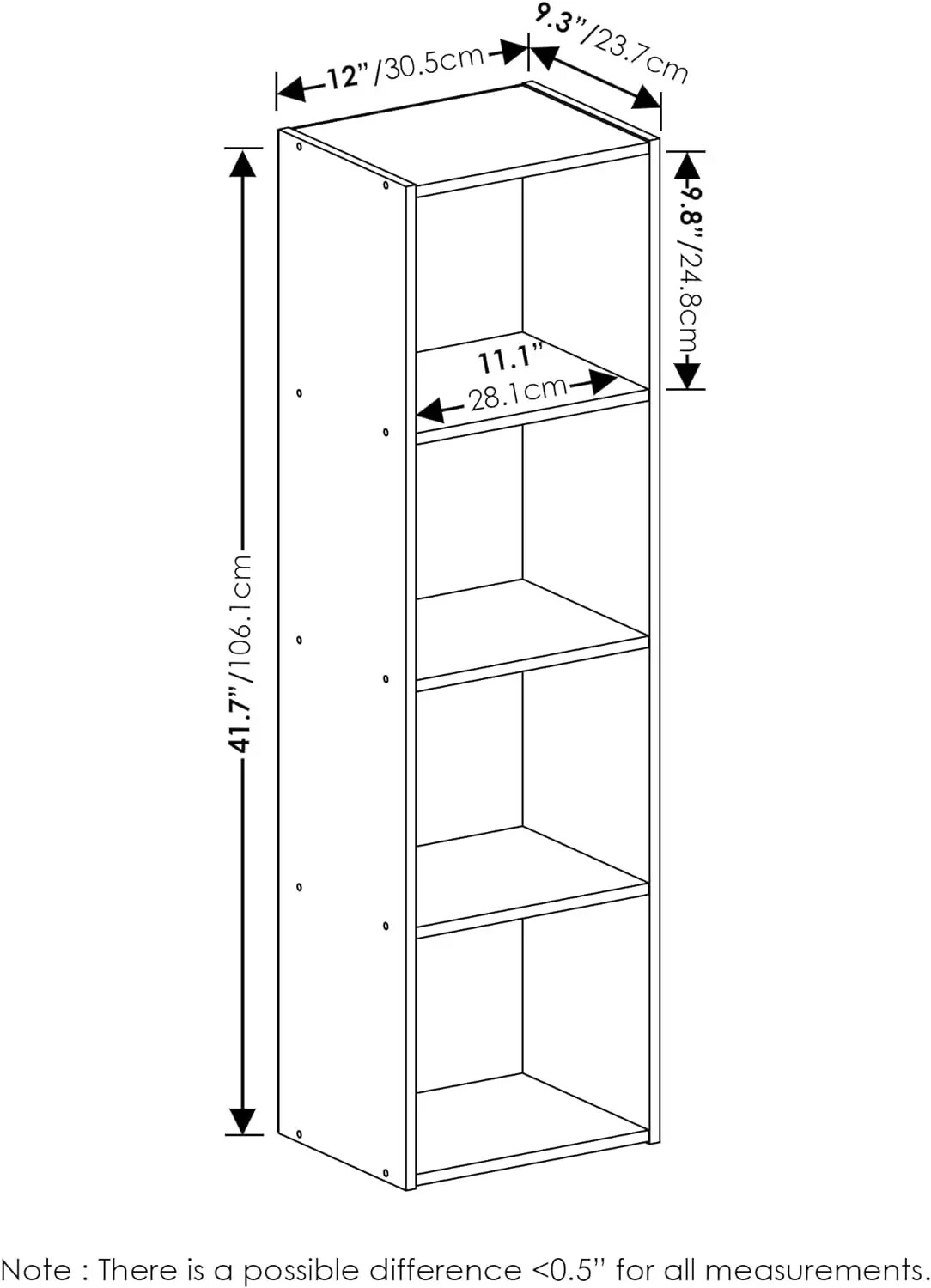 Luder Bookcase / Book / Storage, 4-Tier Cube, Light Blue/White