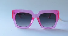 Frye and Co. Translucent Neon Pink Oversized Square Thick Frame Sunglasses NWT