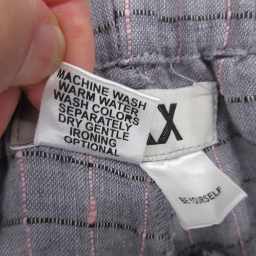 FLAX Designs Linen Pants P Plaid Gray Floods Pull-On Elastic Waist With Pockets - Picture 9 of 9
