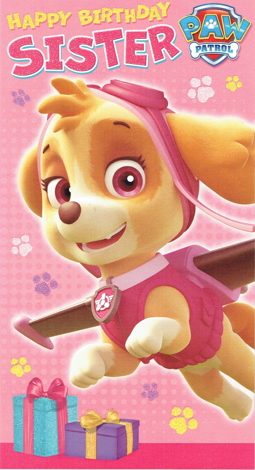 SISTER BIRTHDAY CARD  -  Quality PAW PATROL Card Great Graphics inside and out