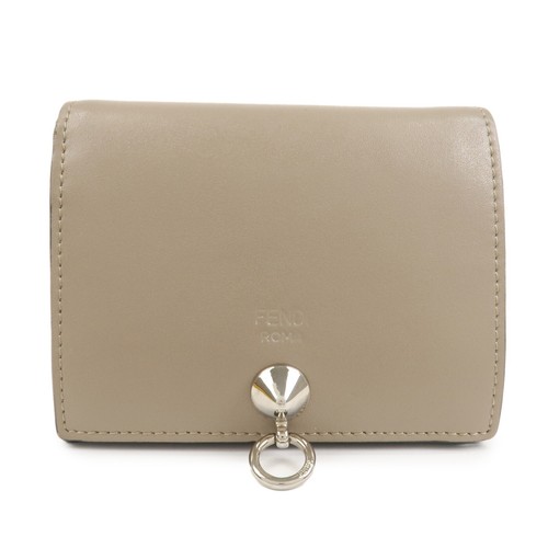 FENDI Leather Bi-fold Compact Wallet Brown 8M0387 Authentic Used