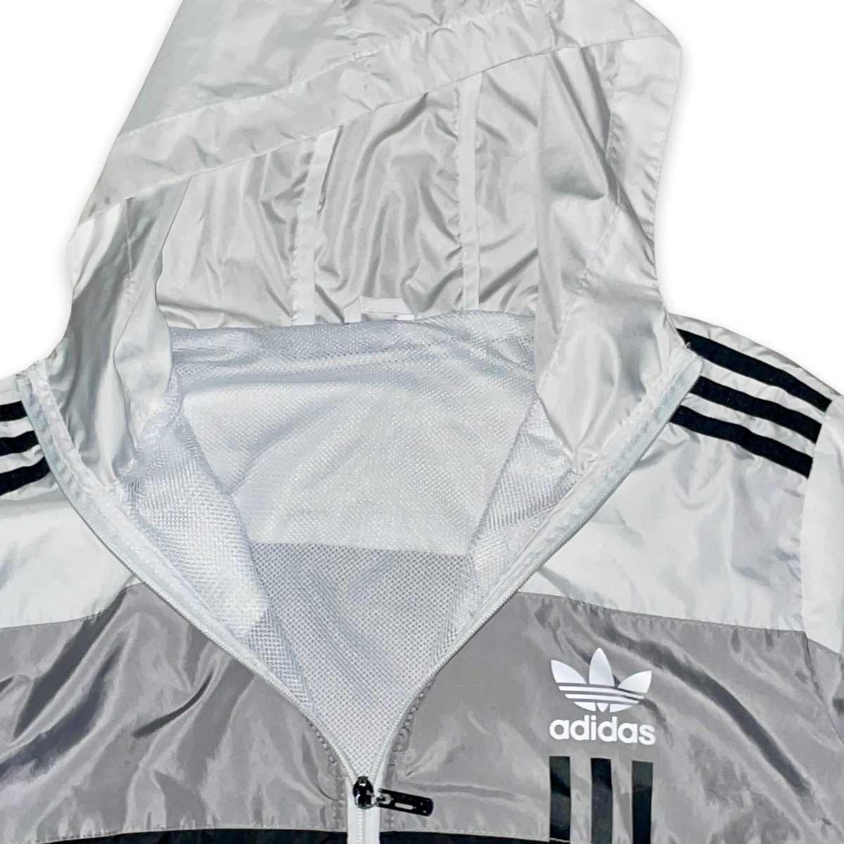 adidas ジャケット ホワイト/グレー adidas】ジャージ ホワイト×グレー 古着 良好 トラック