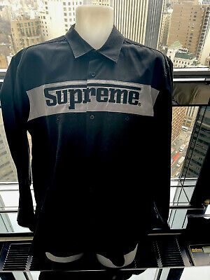 Supreme Black Racing Logo Work Shirt, Long Sleeve Size XL Supreme Black Racing Logo Work Shirt, Long Sleeve Size XL