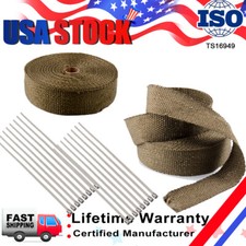 2Pcs Rolls 2"x 50ft Thermal Header Pipe Tape Titanium Lava Exhaust Wrap Carbole