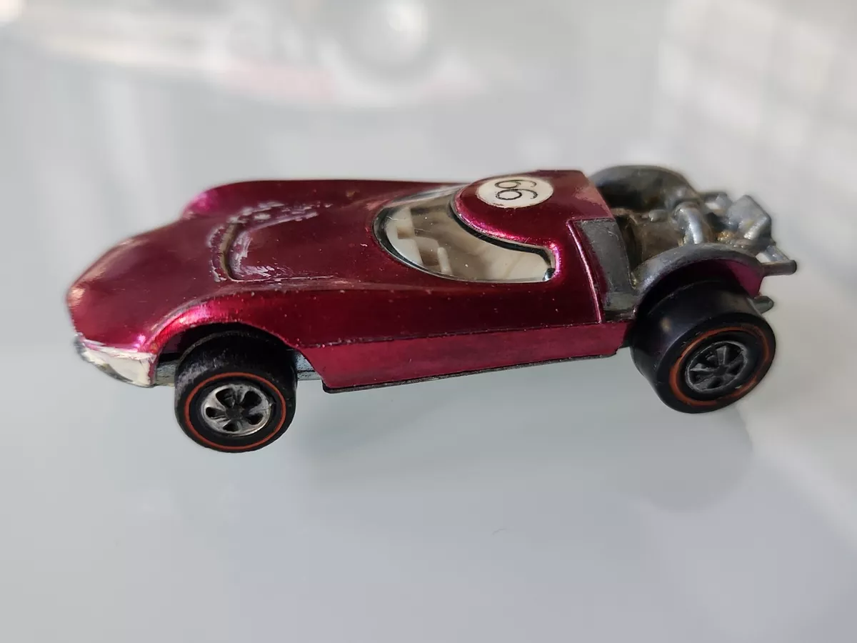 1968 Hot Wheels Turbo fire Red Line USA HOT PINK Rare White Interior