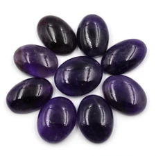 9 Pcs Natural Amethyst Rich Purple 24mm-26mm Oval Cabochon Loose Gemstones Lot