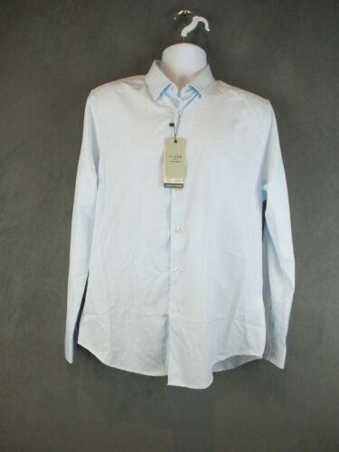 C Lab NYC Shirt Mens Large Blue 4 Way Stretch Performance Slim Fit Long Sleeve
