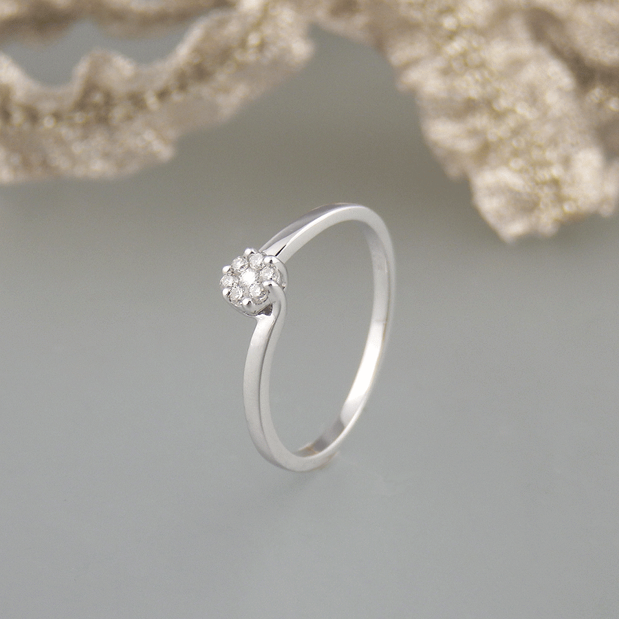 RING 0 08ct Brillantini Brillantini Brillantini Anello di fidanzamento 750 18k oro BIANCO 6a3750 RING 0 08ct Brillantini Brillantini Brillantini Anello di fidanzamento 750 18k oro BIANCO 6a3750