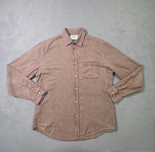 Portuguese Flannel Shirt Mens Large Button Down Herringbone Brushed Portugal