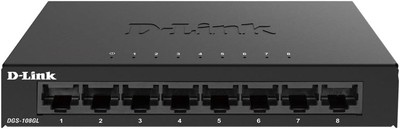 D-Link DGS-108GL 8-Port Unmanaged Gigabit Switch ohne Lüfter, Low Profile