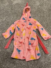 Toddler Girls Plush Pink Dinosaur Print Bath Robe Size 2T