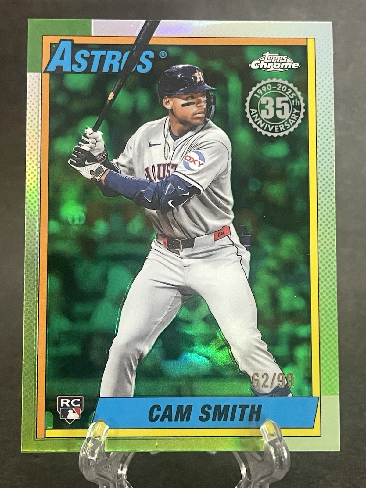 2025 Topps Chrome Update Series Cam Smith 35th 1990 Green /99 #90CU-15 ASTROS