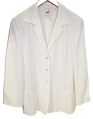 S3 Vintage Mondi Off White Textured Blazer Jacket 12-14 Germany 44