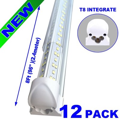 8ft Linkable Led Shop Light Fixture, Integrated 8 Foot Led Tube Light Bulbs 12 p