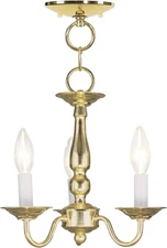 LiveX Lighting Williamsburgh Polished Brass Chandelier - 3-Arm 5009-02