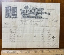 1901 graphic billhead United States Wallpaper Co building Cincinnati OH