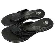 Clarks Cloudsteppers Women's Black Flip Flop Sandals Sz 8 Comfort Adjust Strap