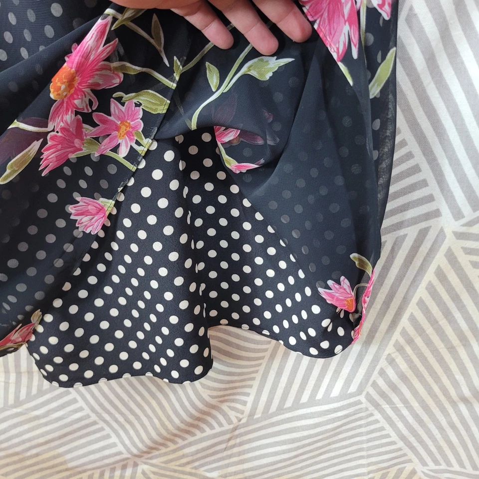 NUEVO Vestido sin Mangas de Fiesta Vintage 16 XL Midi Grunge Antiguo Floral Margarita Polkadot En Capas Foto 4 de 4