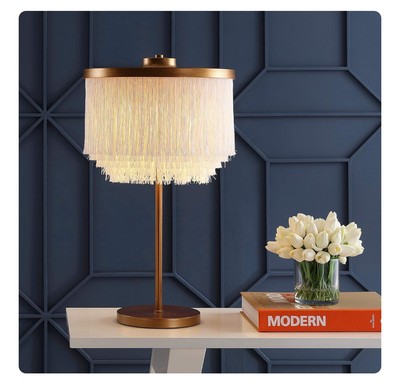 JYL9045A Coco 27.5'' Fringed/Metal LED Table Lamp Contemporary Transitional Be...