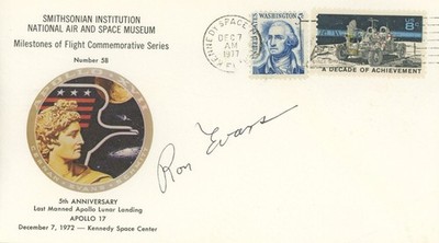 APOLLO 17 ASTRONAUT RON EVANS SIGNED APOLLO 17 5TH ANNIVERSARY COVER