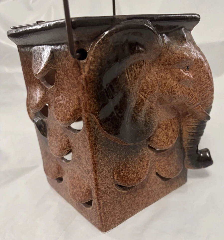 Elephant Ceramic Candle Holder Lantern Amazing Detailing Table Top or Hang EUC - Image 2 of 4