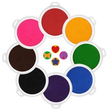 8 Colors Washable Stamp Pads for Kids, 7" Large Round Craft Ink Pads for Rubb...