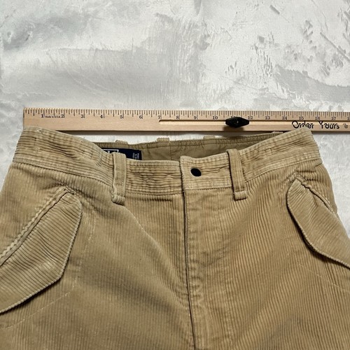 Vtg Polo Ralph Lauren Corduroy Pants Mens Size 34 Tan Cargo Cotton - Picture 2 of 12