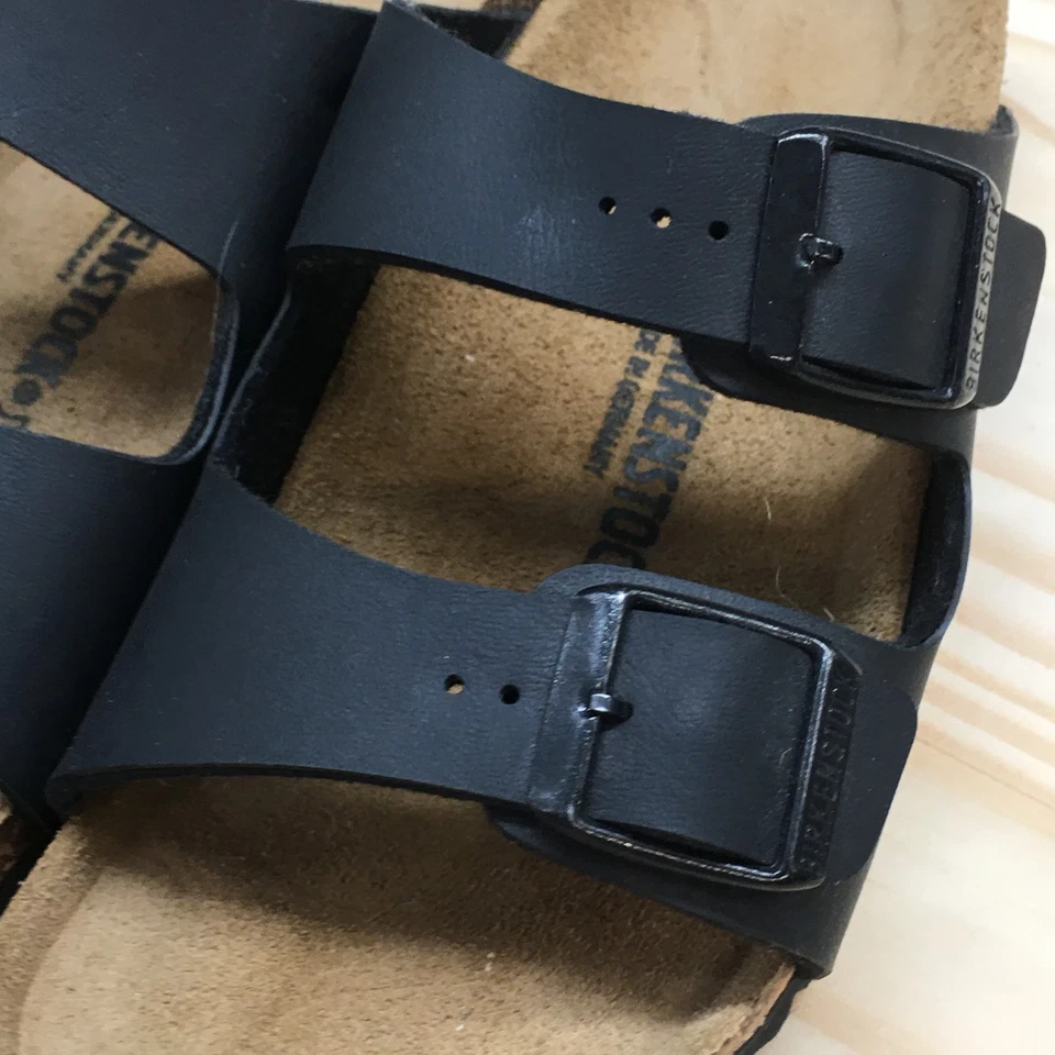 Босоножки Birkenstock молодежные 32 горки Arizona черные кожаные с пряжкой повседневные туфли на плоской подошве - Изображение 4 из 4