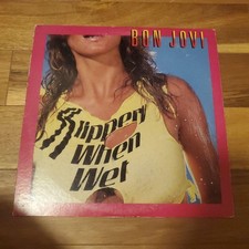 BonJovi Slippery When Wet Vinyl Record Slightly Damaged Collectible
