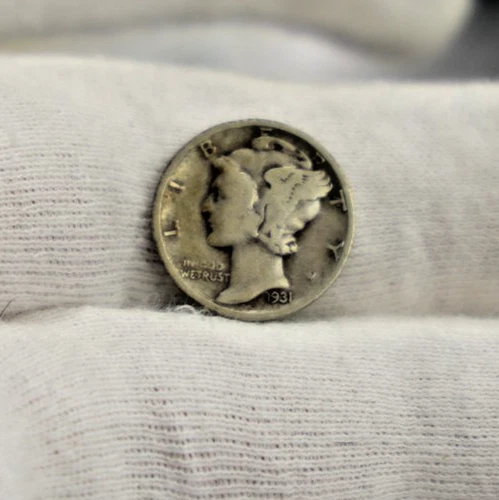 1931 D US Mercury Dime 10c Fine+ (Cleaned)