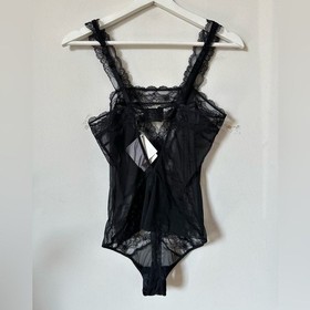 La Perla Studio Black Lace Sheer Mesh Bodysuit Thong NWT Size M Lingerie