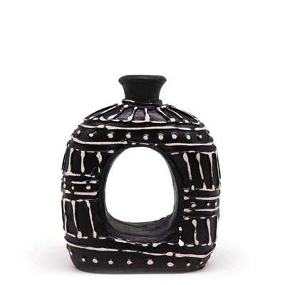 Oval Donut Shaped Vase - Chocolate 18cm - Image 1 of 3