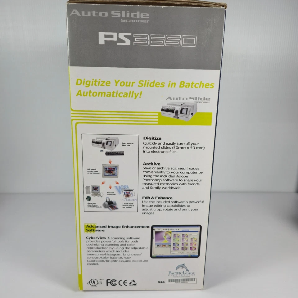 Pacific Image Auto slide PS 3650 18 Megapixels Automatic Slide Scanner NEW 2006 - Image 2 of 4